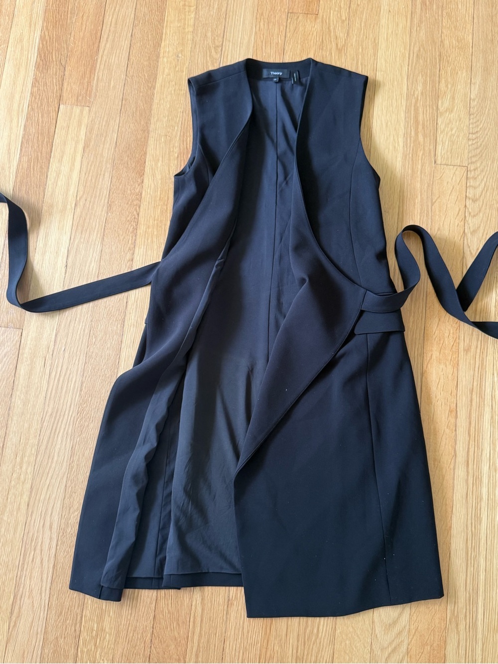 Theory Black Wrap Dress Sleeveless Tie Waist Size 00. - Picture 6 of 6